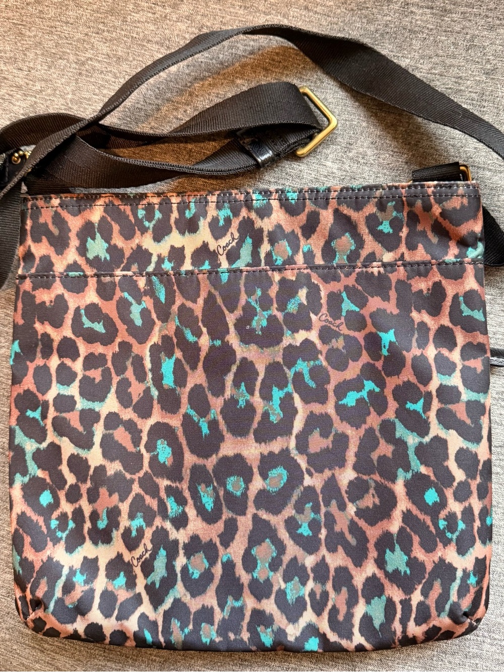 COACH Leopard Print Crossbody Bag in Brown and Teal - Picture 4 of 10